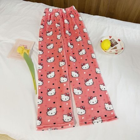Cartoon HelloKitty flannel pyjamas dame polstret og tykkere varme pyjamas piger pyjamas Rød