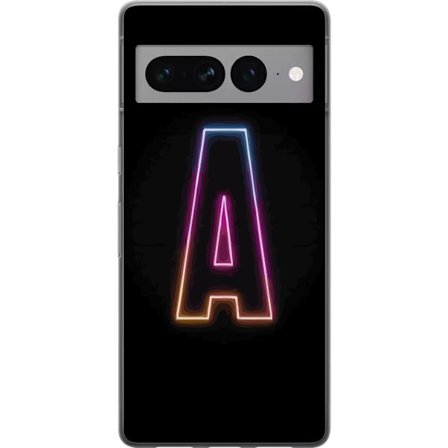 Kompatibel Mobilcover til Google Google Pixel 7 Pro Minimalistisk neonbogstav A i regnbuefarvet lys mod sort baggrund i moderne typografisk stil
