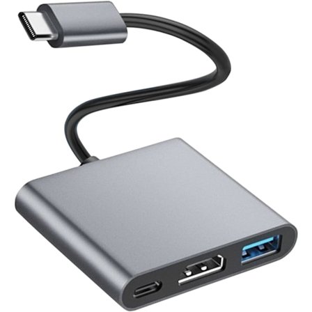 USB C 3 i 1, Aluminium USB C Adapter til MacBook Pro/Air, 4K HDMI, PD 87W, USB 3.0 Port, til iPad Pro m1, XPS, Bærbar PC, Switch