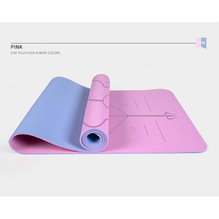 Yogamatta för kvinnor, professionell, halkfri, förlängd, tjockare, bredare, fitness, ljusrosa + is