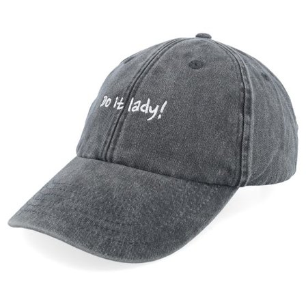 Iconic - Svart unconstructed Keps - Do It Lady Washed Black Dad Cap @ Hatstore