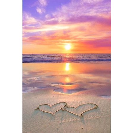 30x40cm, Auringonnousu meren rannalla 5d timanttimaalattu strassi-kirjailtu kangas