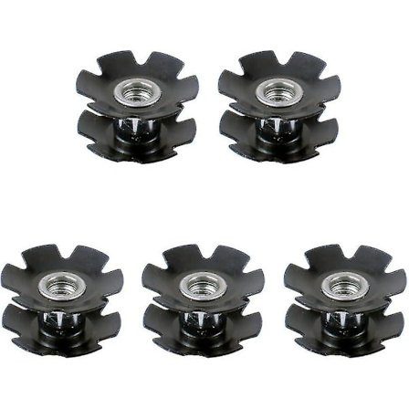5 st Cykelgaffelstjärnmutter - Universal Headset Star Nut för Gaffel 1-1/8" (28,6 mm), Svart
