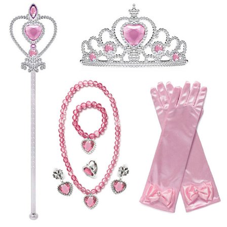 Jenter Prinsesse Glinda Kjole Cosplay Kostyme Ond Karneval Party Maskeradekjole Kun Tilbehør 7stk-FF- Kun Tilbehør 7 stk One Size