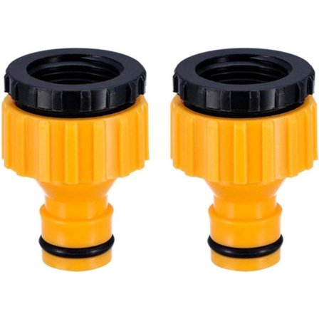 Plast 3/4 '' og 1/2 '' BSP 2i1 Kranmunnstykke for vanning med skruefeste, Tap Connector Threaded Faucet Adapter 2-pakning