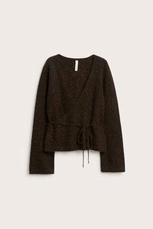 Kappahl | Omlottkofta i ull och mohairmix Brun XL | Brun