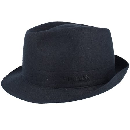 Stetson - Zwart trilby Hoed - Linen Black Trilby @ Hatstore