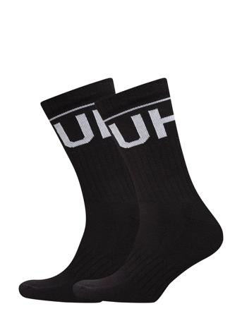 2P Qs Rib Logo Cc Underwear Socks Regular Socks Svart HUGO