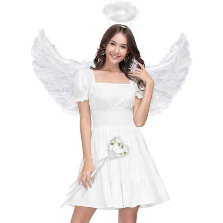 Englevinger og Glorie for Barn Engelkostyme Voksen for Halloween