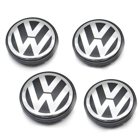 Felgnavkapsel i satinert sort med høy krom 65 mm - 4 stk./sett