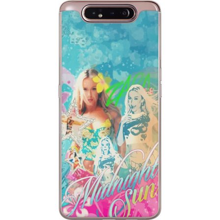 Yhteensopiva Puhelinkuori Samsung Galaxy A80 Seikkailumaailma Steve, Creeper ja eläimillä värikkäässä palikkagrafiikassa