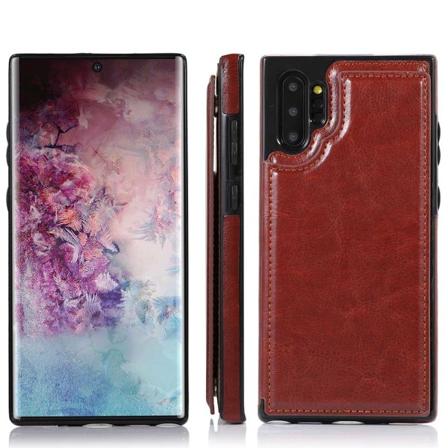 Samsung Galaxy Note10+ - Skal med Korthållare Brun