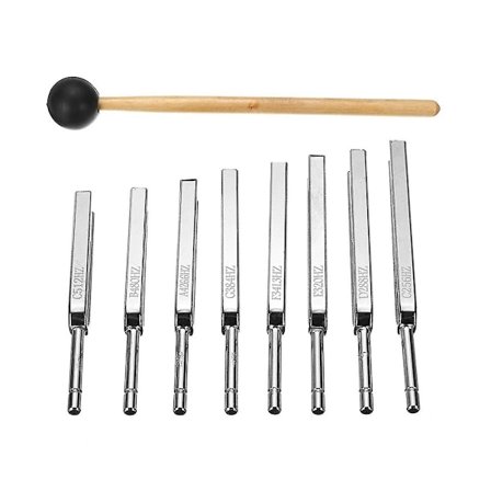 8-pak 256-512hz stål stemmegaffel sæt hammer vibrations terapi værktøjer