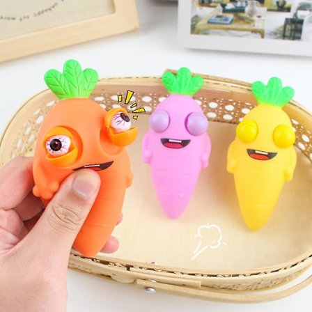 Morsom Konveks Øye Gulrot Anti-stress Klemmeleker Anti-angst Stressavlastende Sansestimulerende Leke for Barn Voksne Angst Stress