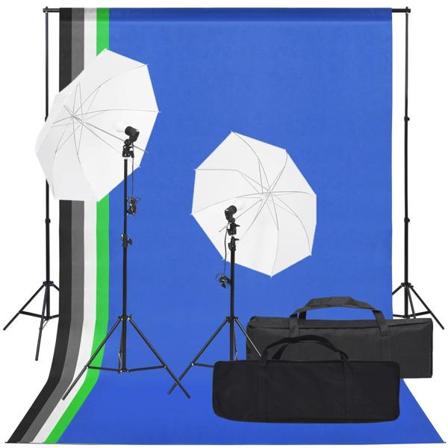 Vidaxl Fotostudio Med Lampor Och Bakgrund Svart