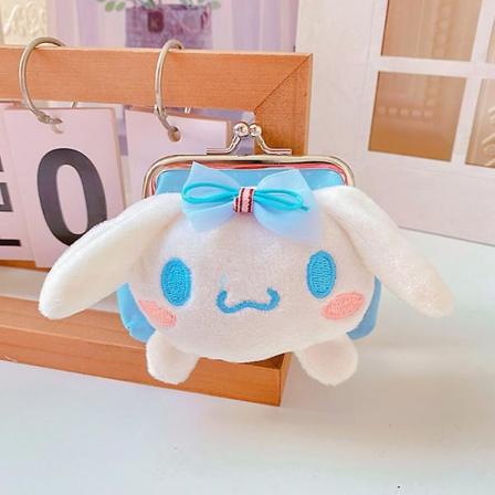9 cm Kawaii Sanrios Kuromi My Melody Tegneserie Tredimensjonal Form Myntveske Plysjdukke Oppbevaringsveske Mini Låseveske 9X7CM Cinnamoroll