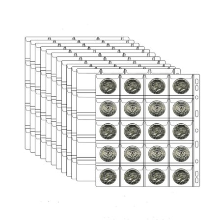 Møntsamlingsalbum med 20 lommer (4,5x4,5 cm)