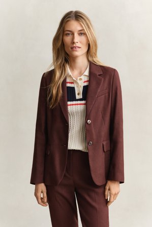 GANT Damen Stretch-Blazer aus Leinen (38) Braun