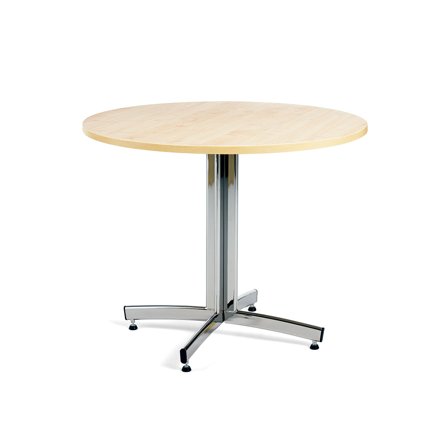 Kantinentisch SANNA, Ø900x720 mm, Chrom/Birke