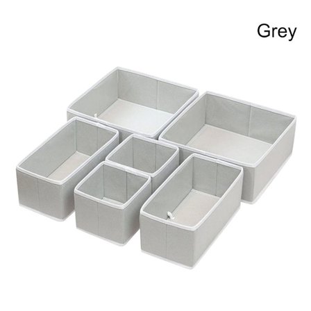 6 stk./sett Oppbevaringsboks for klær Skuff GRÅ GRÅ