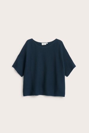 Kappahl | Ribbstickad tröja Mörkblå L | Mörkblå