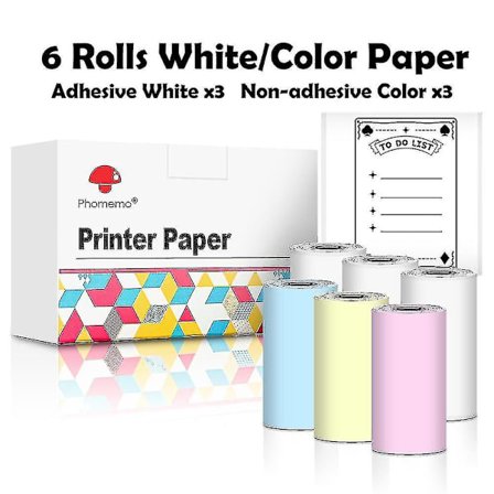 Phomemo 3 ruller selvklebende gjennomsiktig klistremerke termisk papir for T02 M02x etikett klistremerke DIY fototekster studie notater utskrift