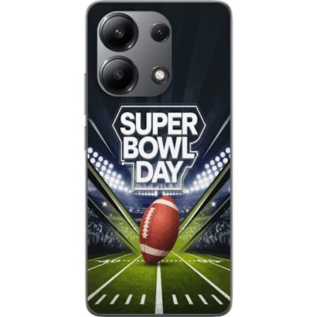 Yhteensopiva Puhelinkuori Xiaomi Redmi Note 13 4G Super Bowl Day juliste, jossa amerikkalainen jalkapallo valaistuksella varustetulla areenalla dramaa