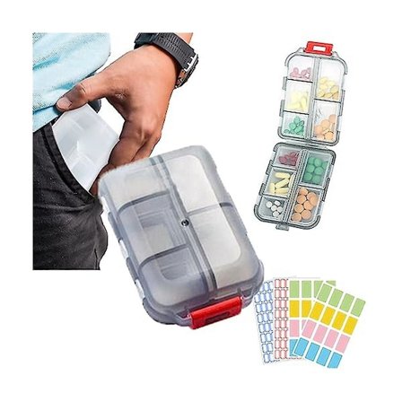 Medisinlommebok med etiketter, Medwallet, Medisin Lommebok Etui, Portabelt Daglig Medisinetui, medisinlommebok B