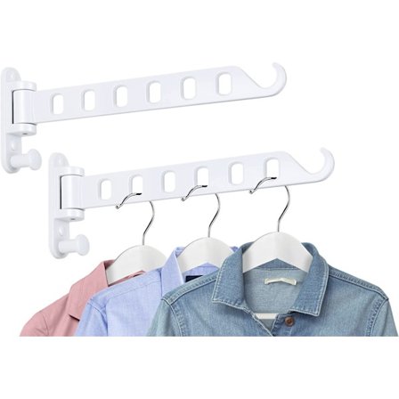 (2-pakning, hvit) Hvit kleshengeroppheng med svingarm,