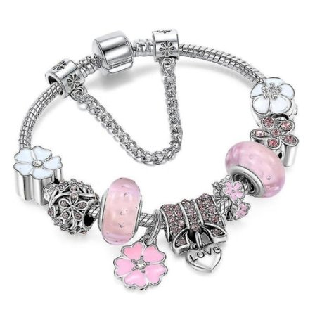 Charm armbånd kvinder perle DIY Pandora stil smykker 18cm