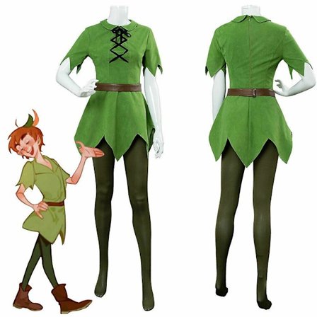 Peter Pan Kostume Kvinder Cosplay Kostume Grøn Halloween Uniform Sæt