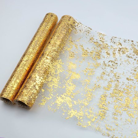 2 kpl Paljetti Glitter Folio Metallinen Kulta Ohut Verkko Pöytäliina Rulla 11"x108", Kultaiset Pöytäkoristeet Juhliin, Syntymäpäiväjuhliin, Jouluun