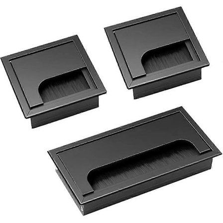 Kabelskydd 3 Delar Fyrkantigt Svart Infällt Kabelgenomföring Kontorsbord Kabel Y