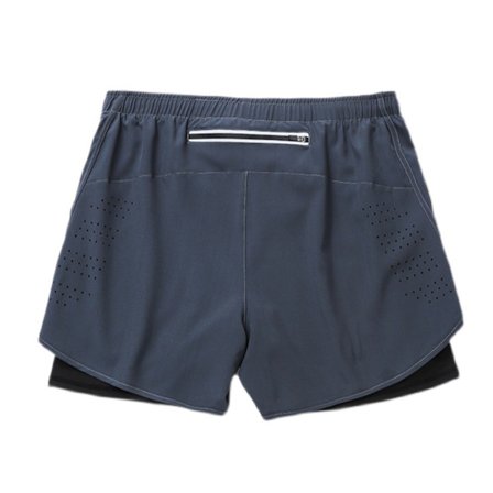 Mænds Atletiske Shorts Falske To Dele Dobbelt Lag Forhindrer Eksponering Løbeshorts med Lynlås Lomme Træning Hurtigtørrende Sportshorts Grå L