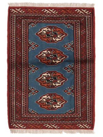 Oosters Turkaman Vloerkleed 86X117 Zwart/Donkerrood Wol, Perzië/Iran