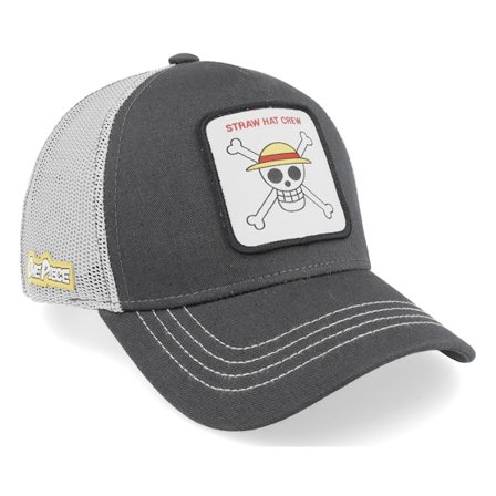 Capslab - Grå trucker Caps - One Piece Straw Hat Crew Charcoal/Grey Trucker @ Hatstore