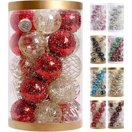 Julekuler 25 stk Røde og Gull Julekuler 6 cm Knusesikre Juletrepynt Julekuler