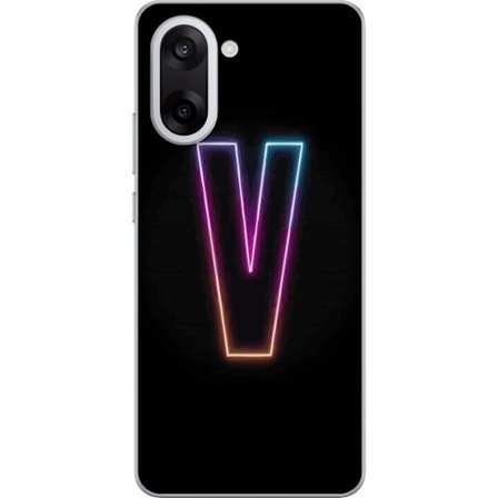 Kompatibel Mobilcover til OnePlus OnePlus Nord CE5 Neonbogstav V i farvegradueret lys mod sort baggrund, minimalistisk design med tydelig glød og mod