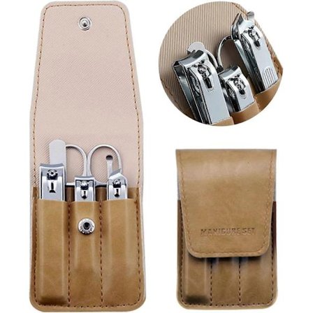 Negleklippersett, 6 stk. tåneglklippere, negleklipper i rustfritt stål og PU-lær [HK]