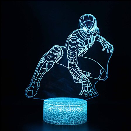 Spiderman 3d Lampa Led Nattljus Med Touch ontrol Barnpresent