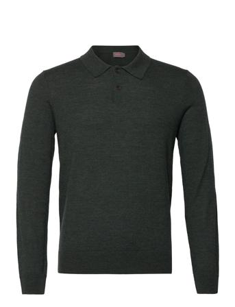 Merino Polo Knit Polos Long-sleeved Khakinvihreät Morris
