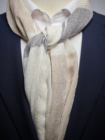 John Henric Herr Ljusbeige Randig Scarf Linne Storlek Onesize