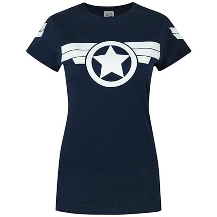 Captain America: Super Soldier Dam/Dam T-shirt med logotyp L Marinblå Navy L