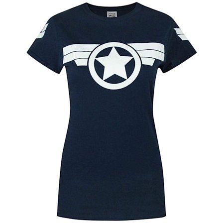 Captain America: Super Soldier Dam/Dam T-shirt med logotyp L Marinblå