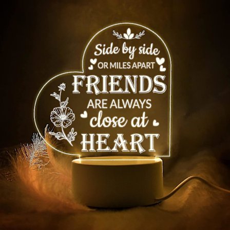 Unik födelsedagspresent till vänner - Personlig nattlampa med sockel - Vänskapspresent, julklapp, examenspresenter, gå bort presenter till vänner