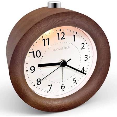 Analog vekkerklokke uten tikking, vekkerklokke i tre med slumrefunksjon