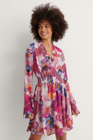 NA-KD Boho Veckad klänning - Blommiga klänningar - Flower - EU 38