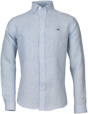 Laksen Portofino Linen Shirt kauluspaita, vaaleansininen