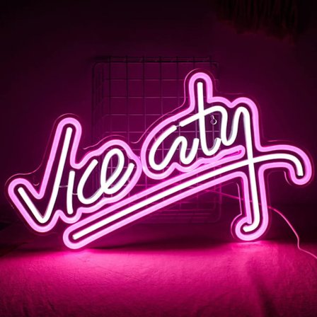 Vice City Neonkyltti Pinkki Led-kyltti Makuuhuoneen Seinäkoristeeseen USB-virtalähteellä Kirjain Neonvalo Pelihuoneeseen, Baariin, Miesluolaan, 