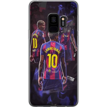 Kompatibelt Mobilskal till Samsung Samsung Galaxy S9 Lamine Yamal i Barcelona-kollage med tröja nummer 10, kraftfulla poser, kontrastfärger och dyna